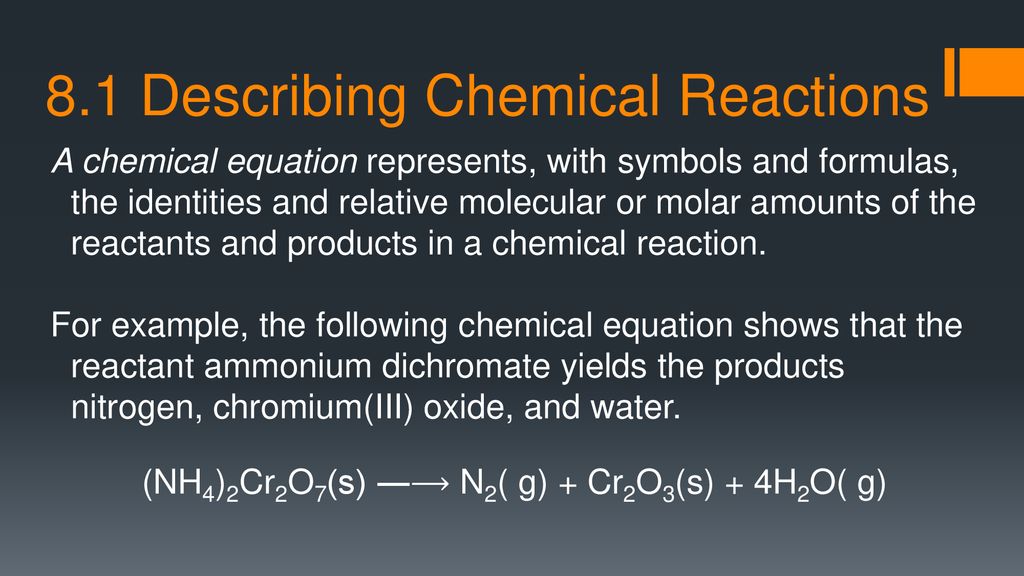 8.1 Describing Chemical Reactions ppt download